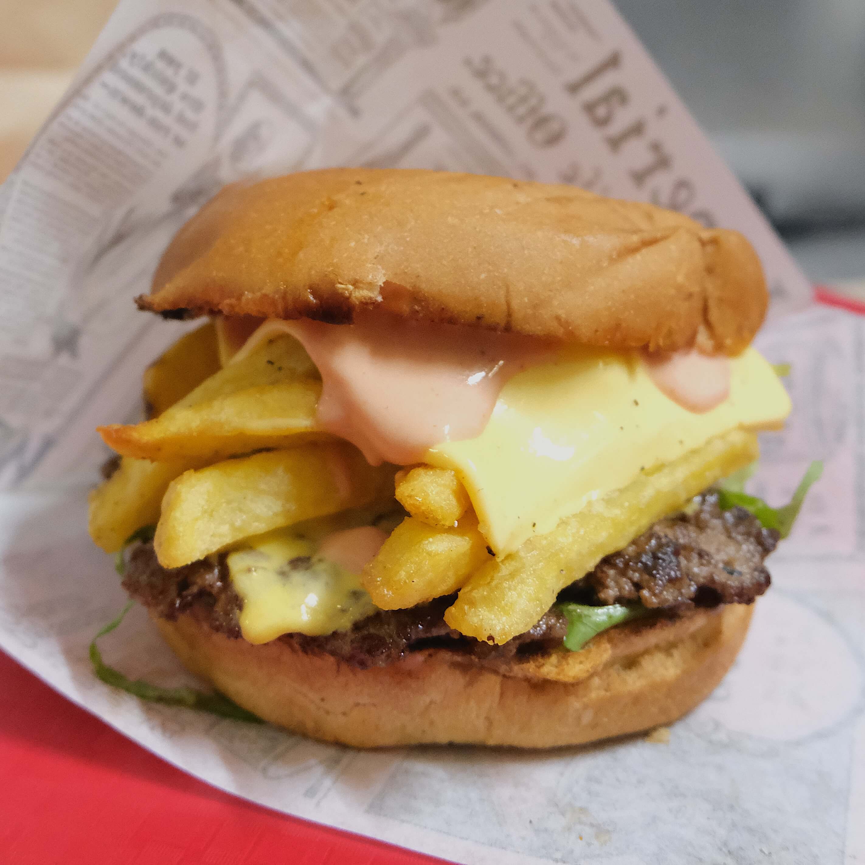 American Burger Combo + Fresh Fries + Drink - Smash | Delivery in Monaco