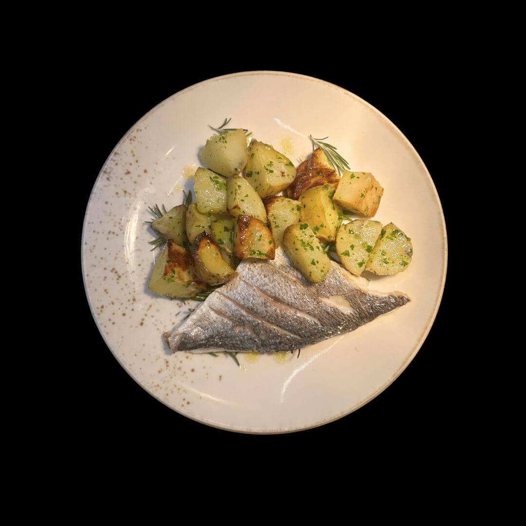 Baked fillet of sea bream with rosemary and pdt - Truffle Gourmet San Maurizio | Truffle & Pasta Delivery in Monaco