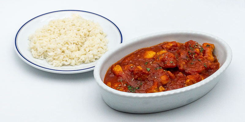 Boneless Chichen Spezzatino with Pizzaiola and Rice Pilaf 