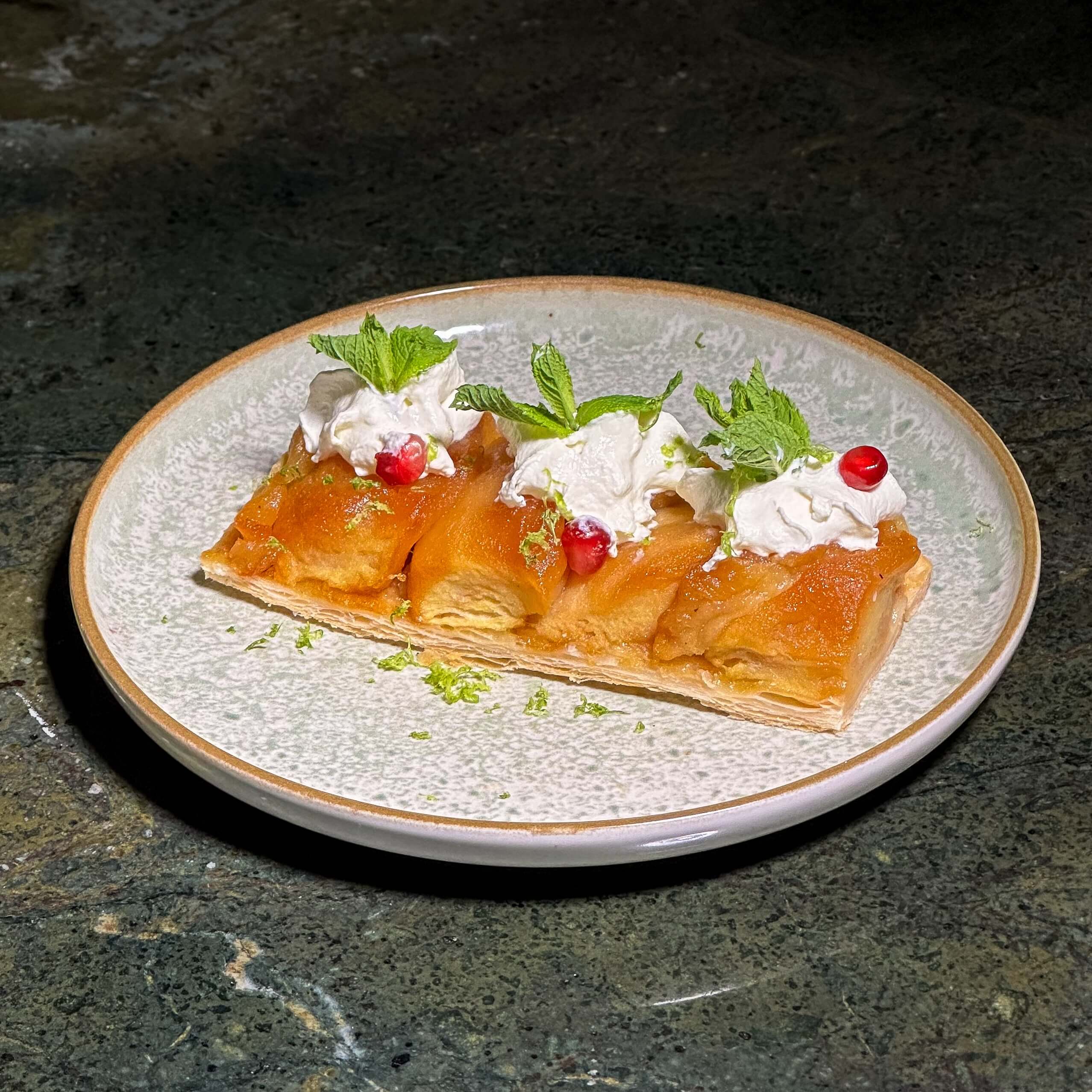 Caramelized apple tarte with grated yuzu zest - Sushi by Spicy Bamboo