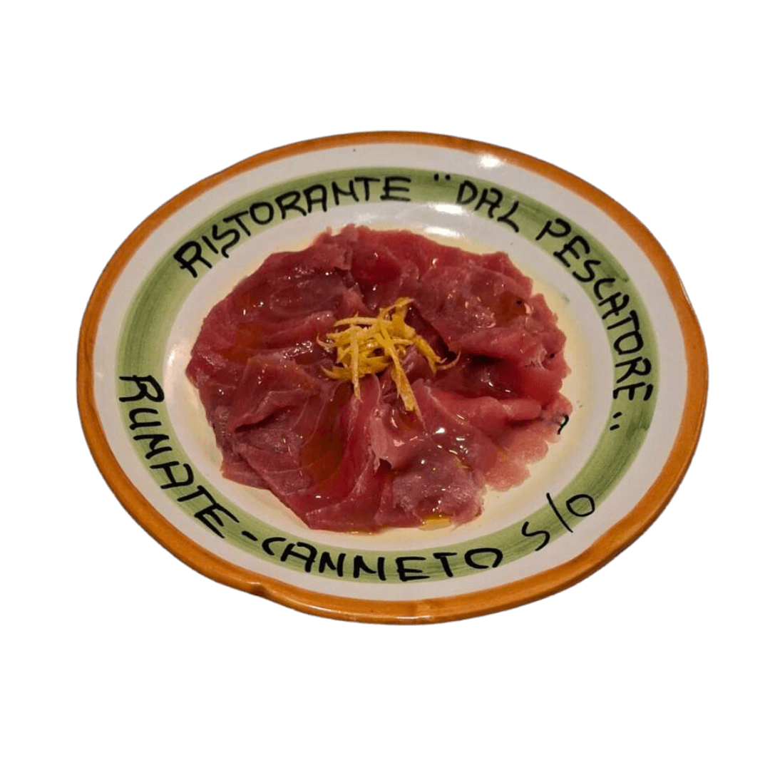 Carpaccio di Tonno, cipolotto e zest