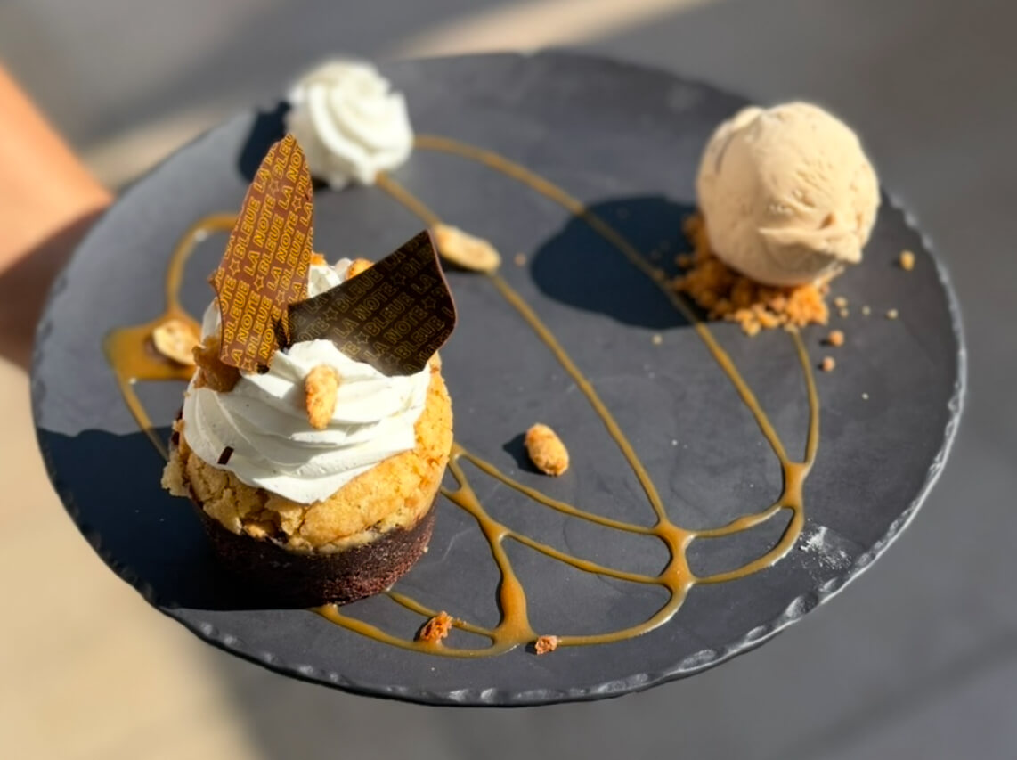 Chocolate & peanut brookie - La Note Bleue | Beachside Dining Delivery in Monaco