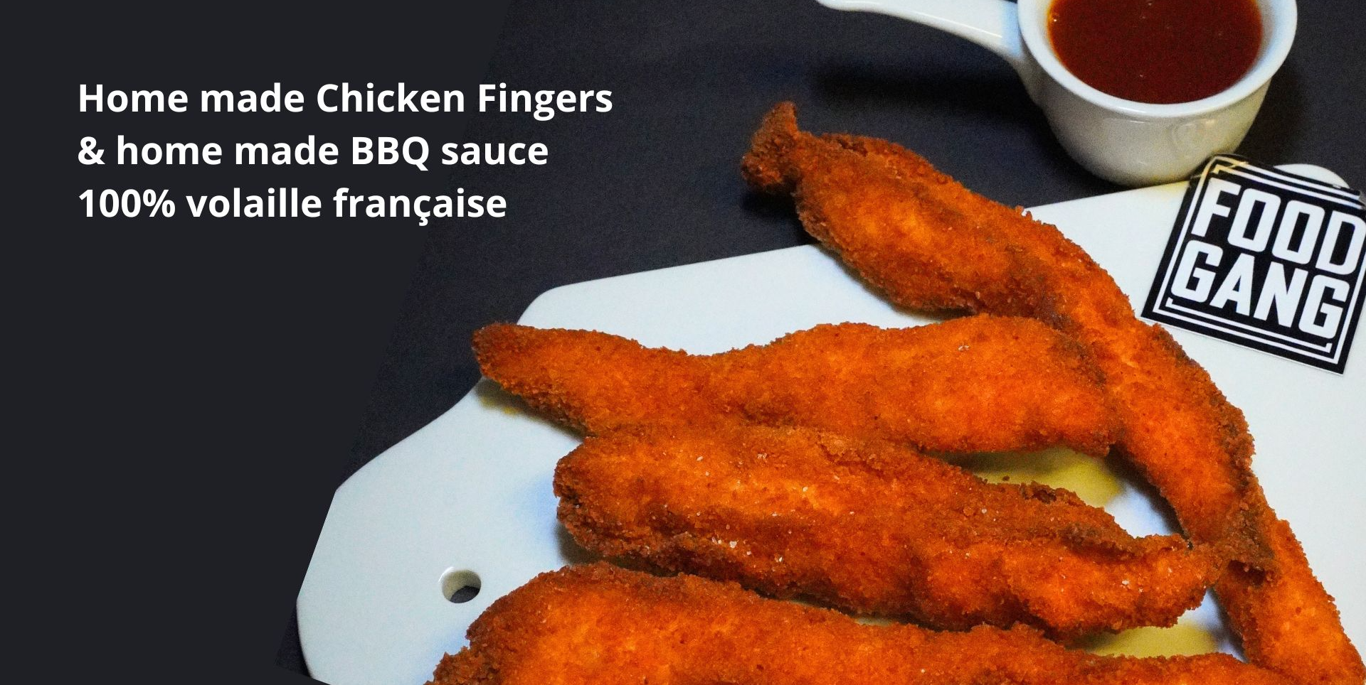 Home-made chicken fingers & BBQ sauce