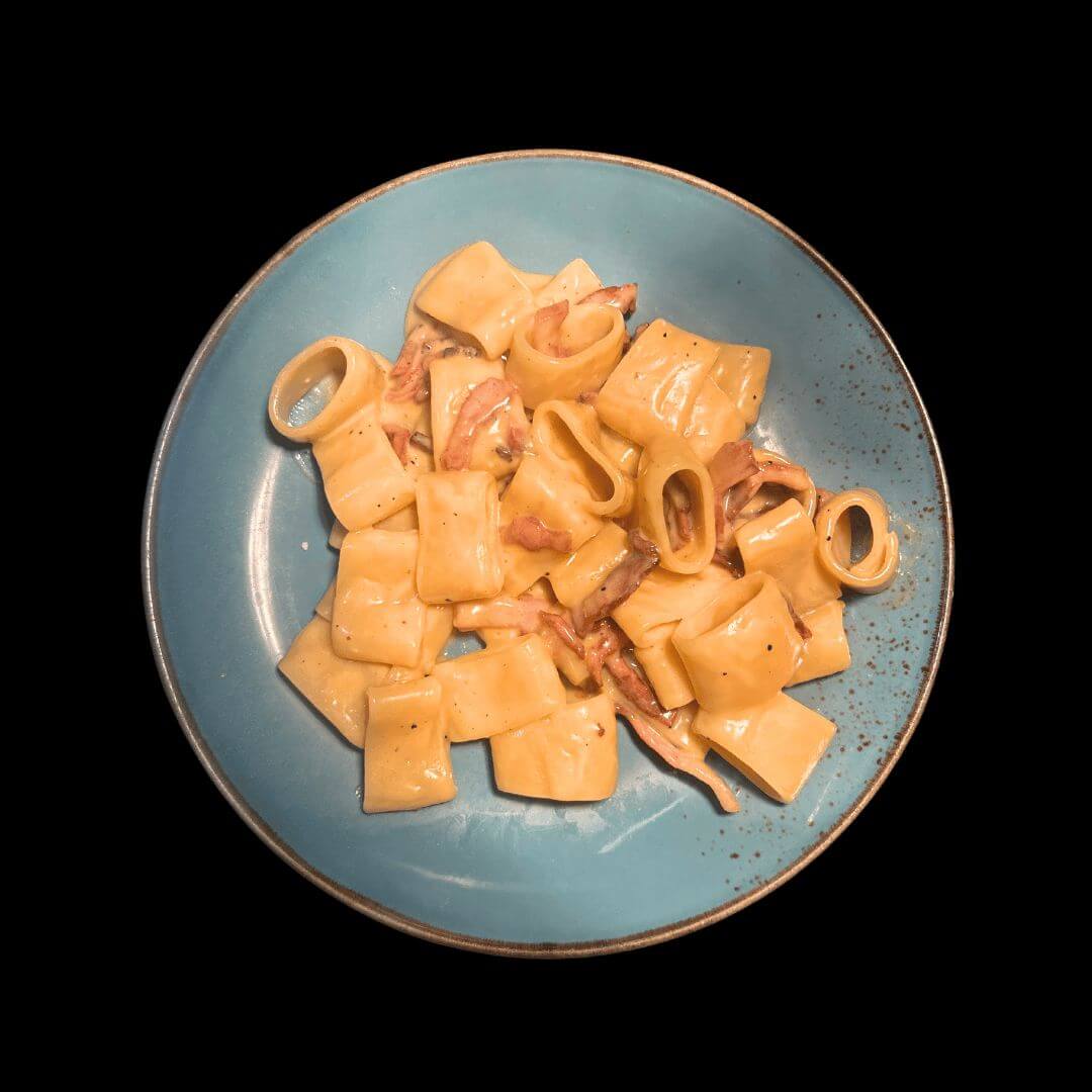 Mezzi paccheri carbonara - Truffle Gourmet San Maurizio | Truffle & Pasta Delivery in Monaco