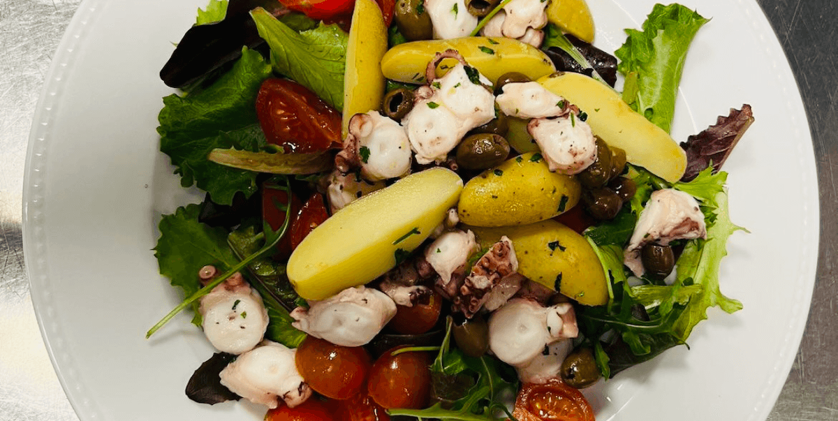 Octopus salad, new potatoes & taggiasche olives