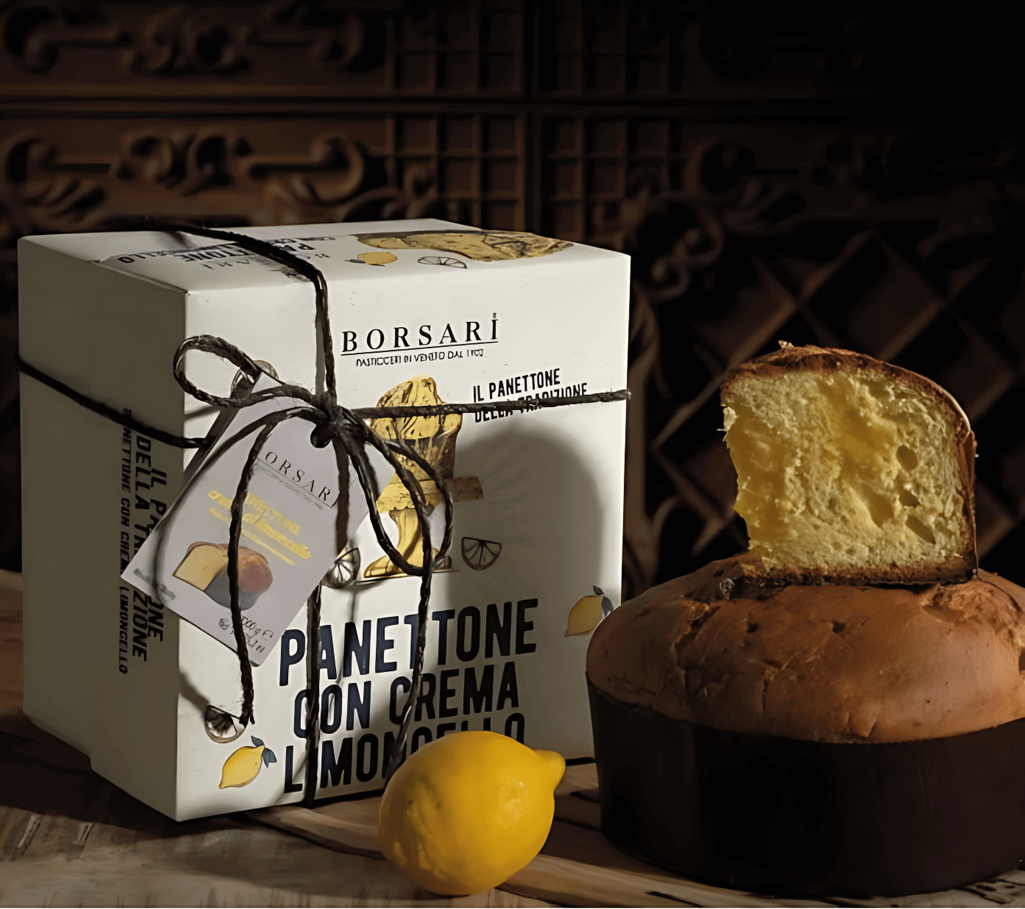 Panettone with Limoncello Cream (1000g) - Borsari Panettone Monaco - 40min Delivery