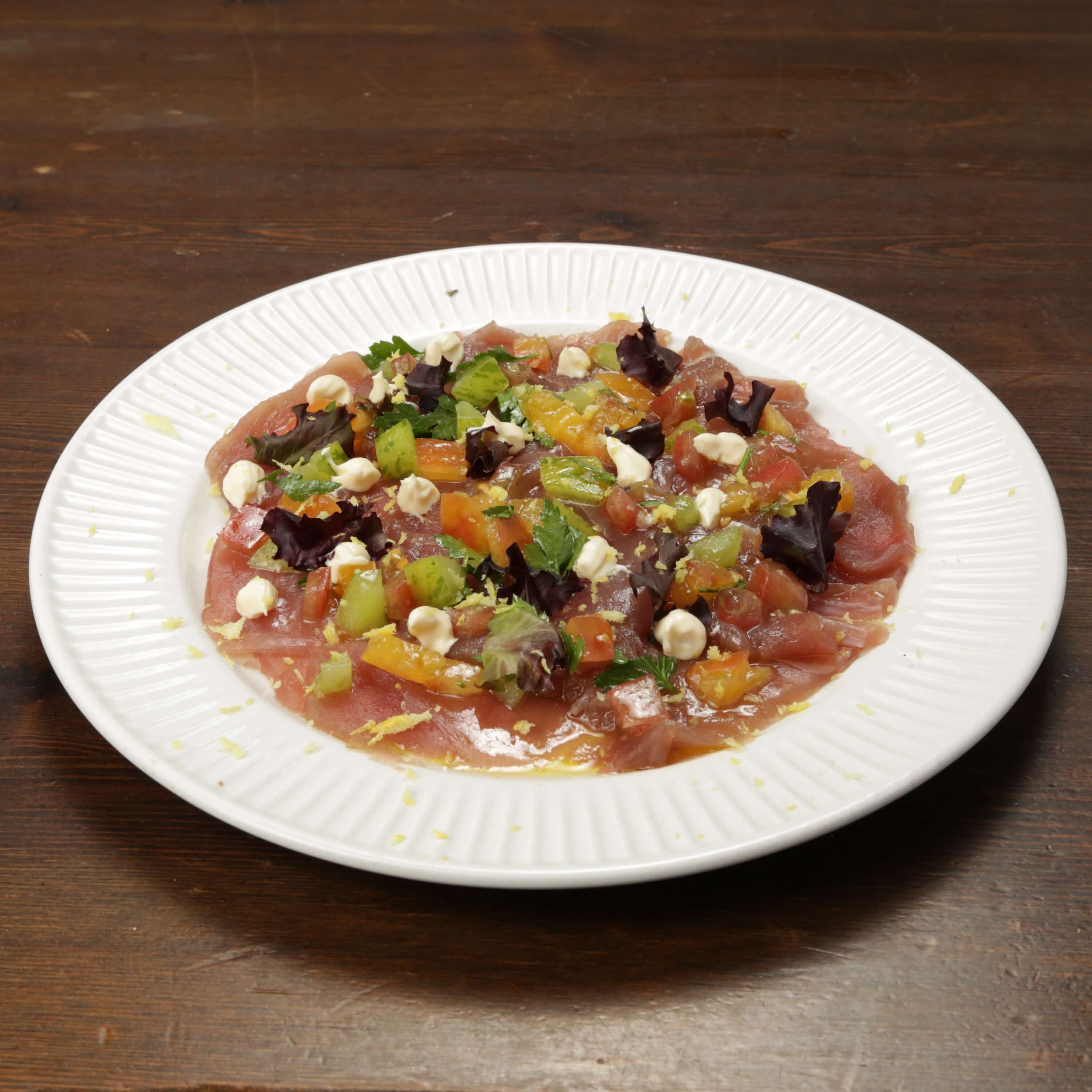 Raw tuna, zest and cebette - Prince Of Venice | Delivery in Monaco