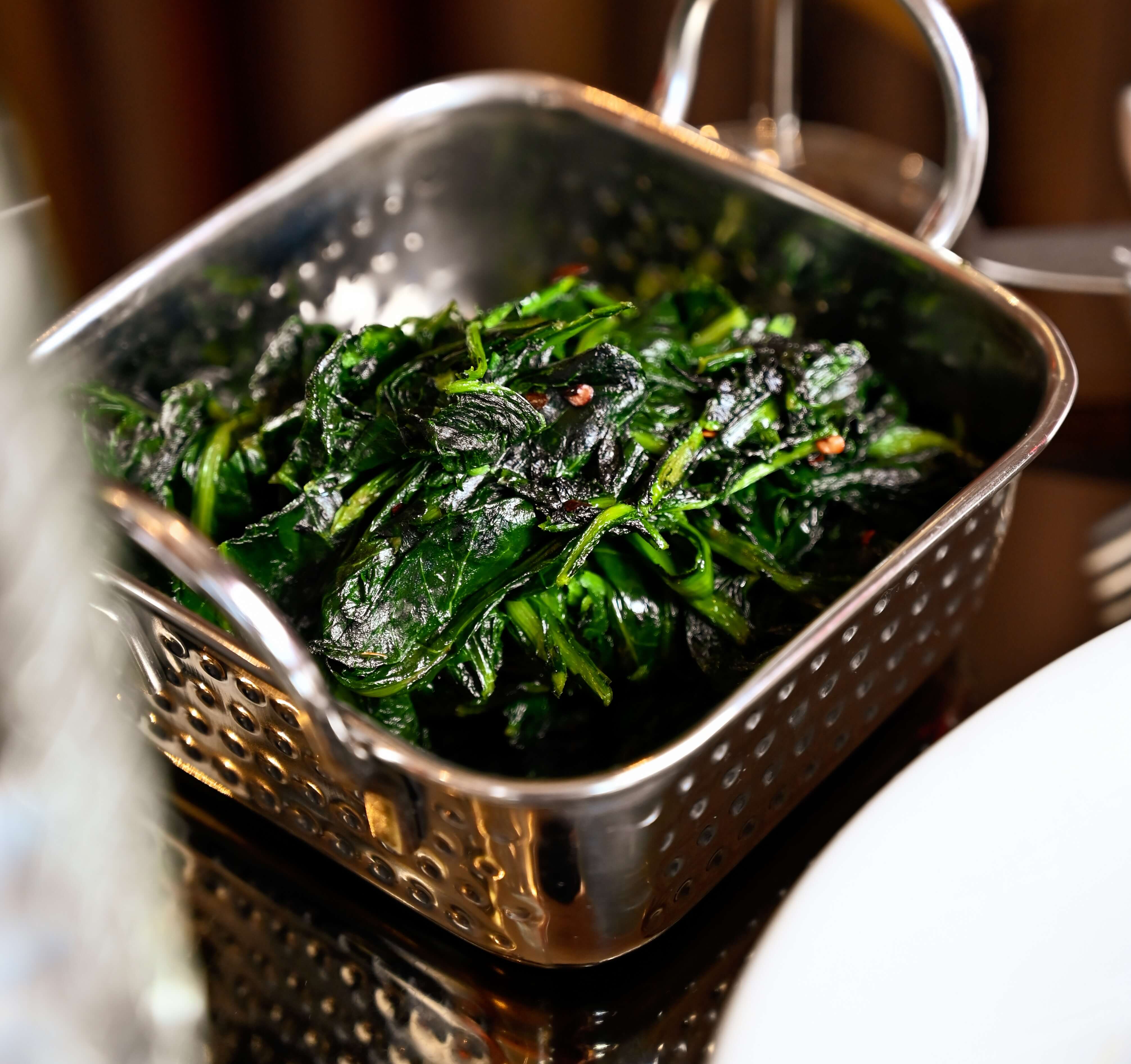 Sautéed chicory with garlic, olive oil, and chili
