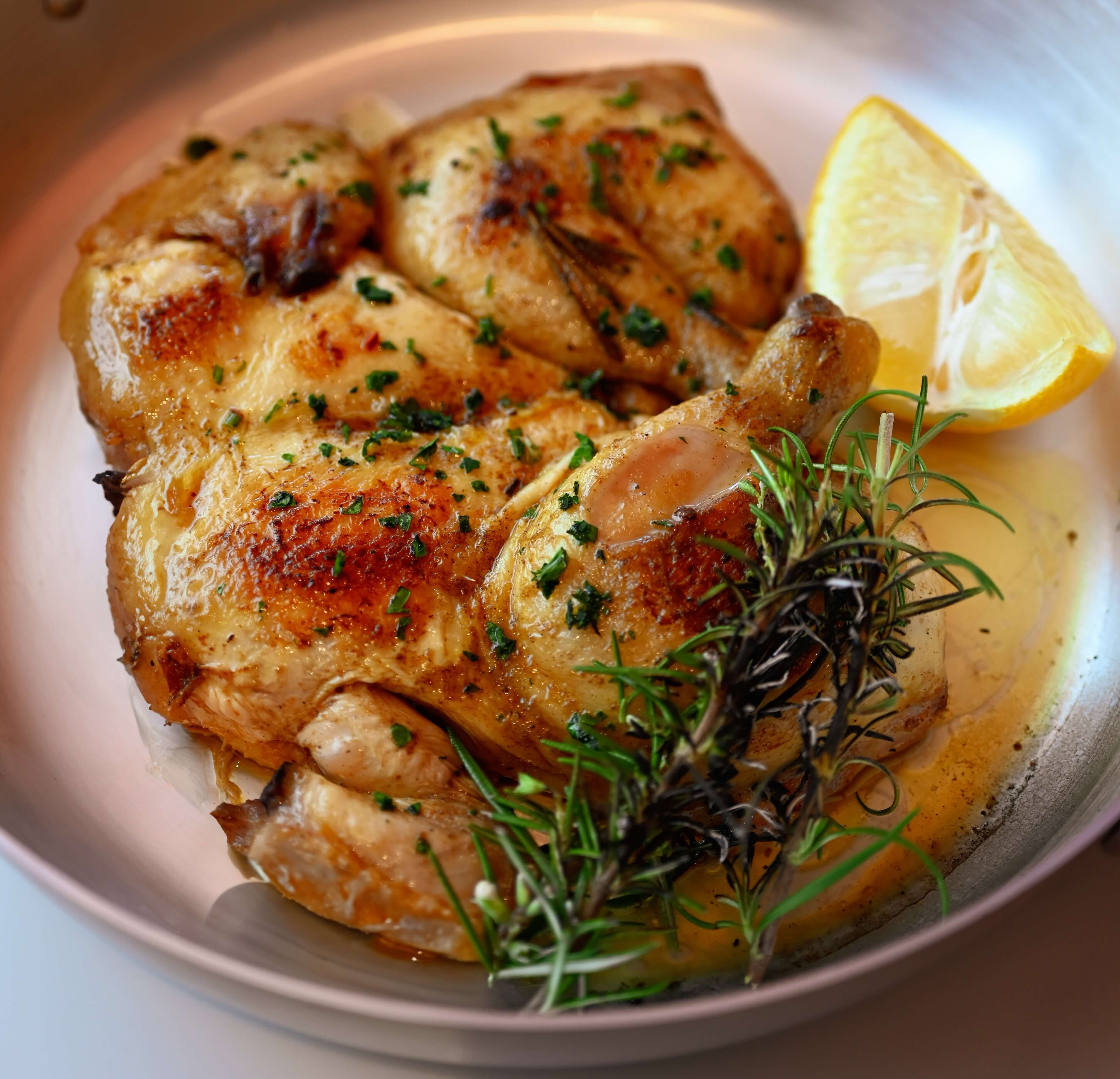 Spicy grilled poussin