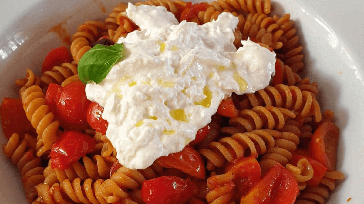 Whole wheat fusilli pasta, cherry tomatoes, basil, olives & cream of burrata - Bella Vita | Italian & French Cuisine Delivery in Monaco, Cap-d'Ail & Beausoleil